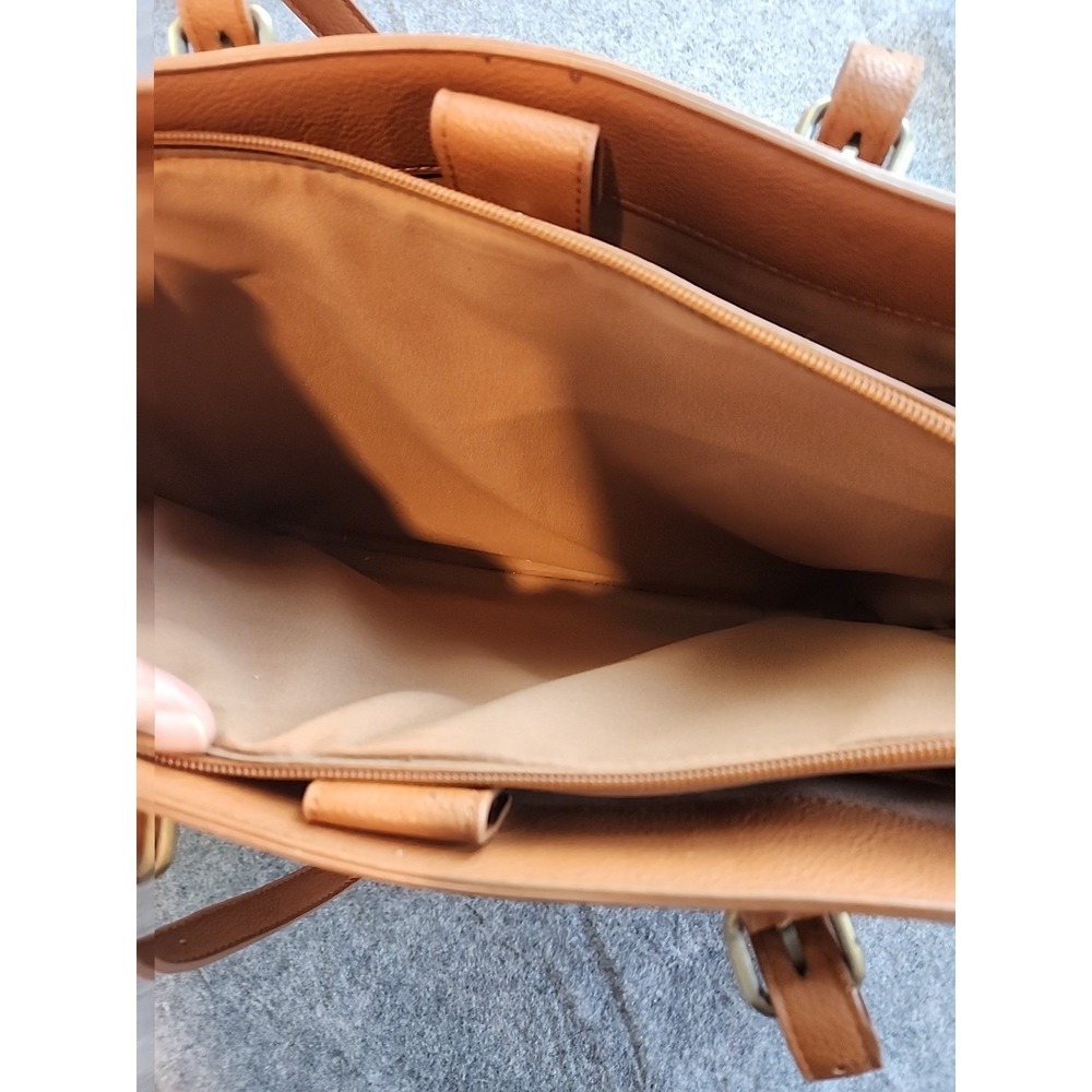 Vintage ECOSUSI Laptop Tote Bag Briefcase Womens VEGAN Faux Leather Brown - Picture 8 of 10